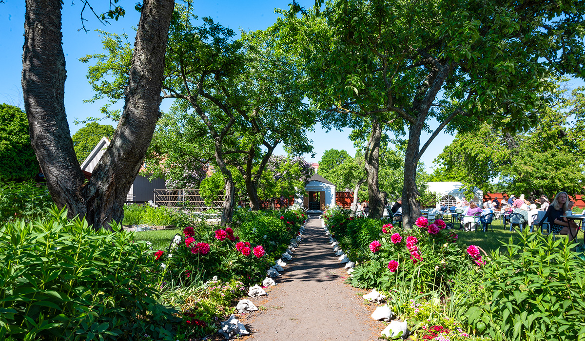 Swedish fika at the cosy café in the city garden of Krusenstiernska, Kalmar, southeast Sweden