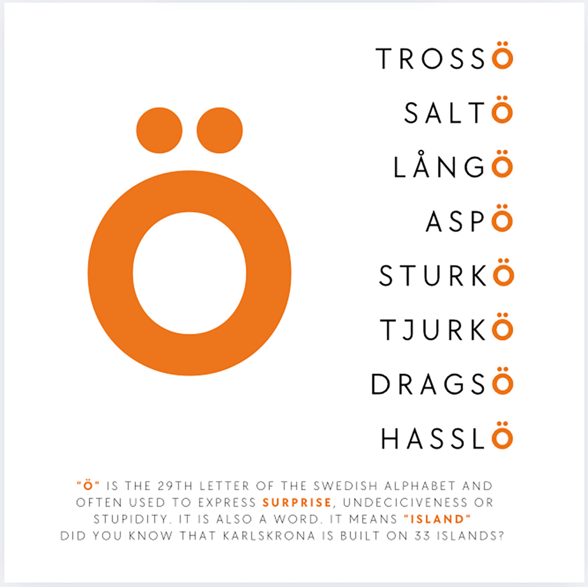 Ö_29th letter of the Swedish alphabet_GO Nordic Merch Part of the series "Ö" by GO Nordic Merch. "Ö" is the Swedish word for island